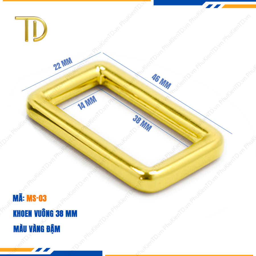 Khoen chữ nhật túi xách, khoen vuông túi xách 38mm cao cấp công nghệ mạ điện độ bền 5-8 năm