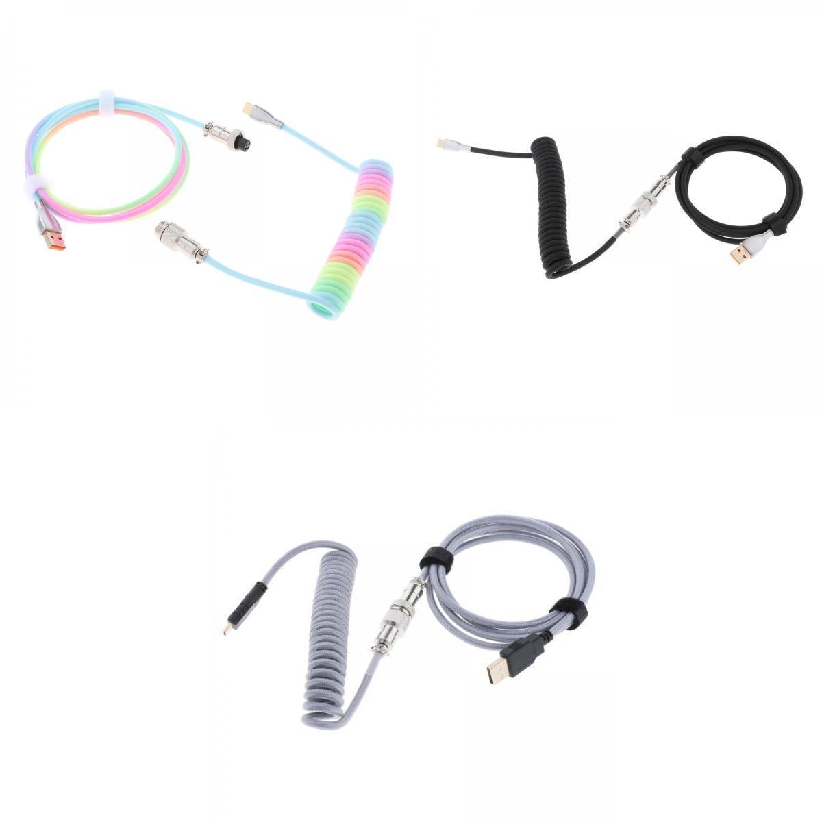 3x Coiled Cable Wire Type C Coiling Mini for Mechanical Keyboard Speaker