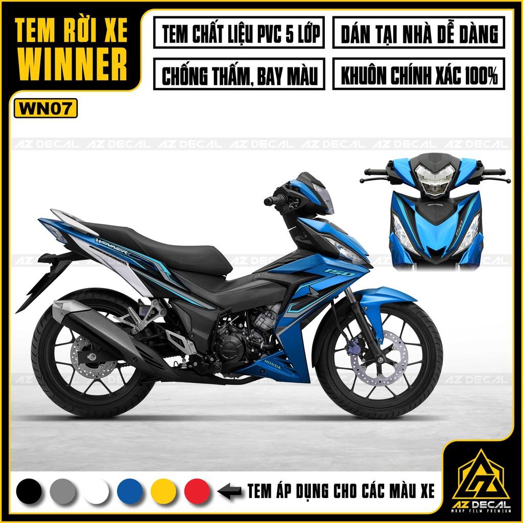 Tem Rời Dán Xe Winner V1 / 150 Mẫu Matrix | WN07 | Decal Chế Xe Máy PVC Cao Cấp - Xanh Trắng