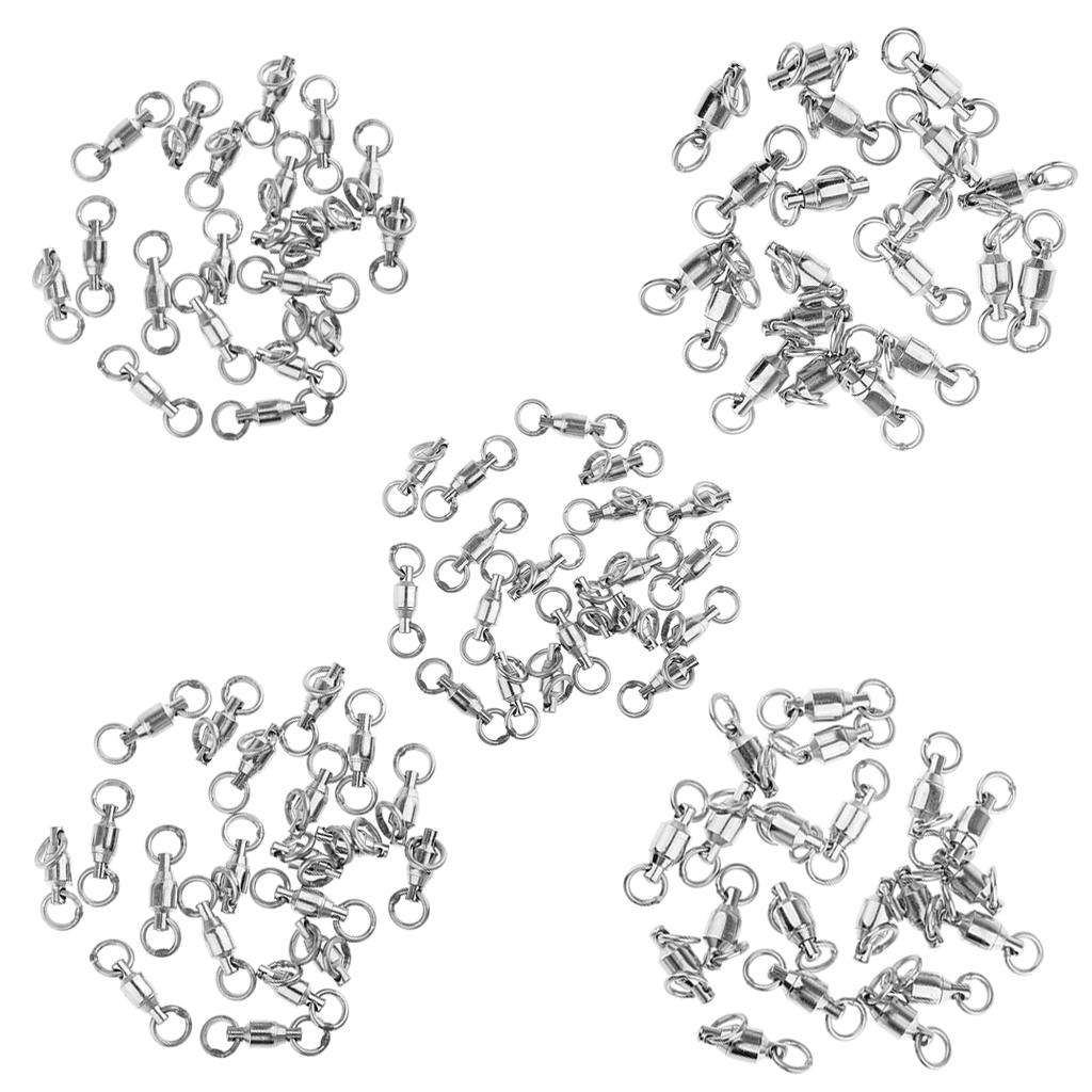 20 Pcs Alloy Heavy Duty Ball Bearing Swivel Solid Ring Fishing Swivels 1#