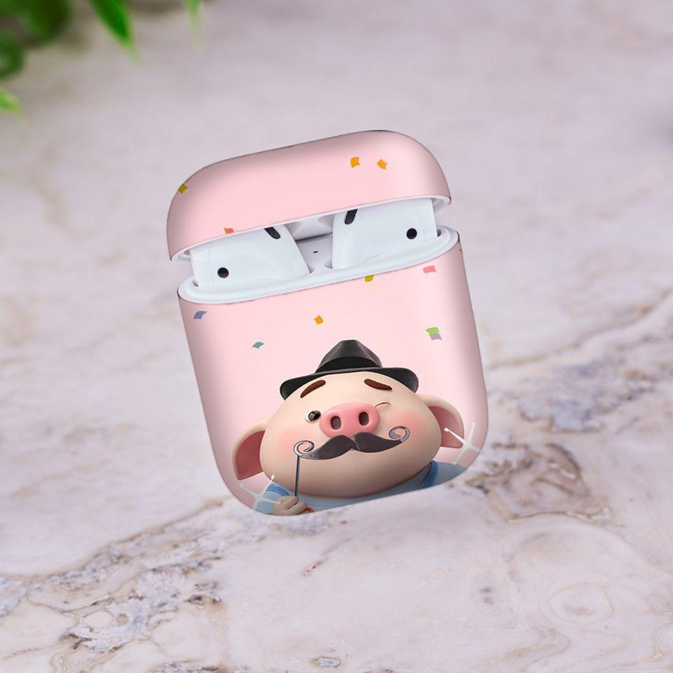 Miếng dán skin cho AirPods in hình Heo con dễ thương - HEO2k19-060 (AirPods ,1 2, Pro, TWS, i12)