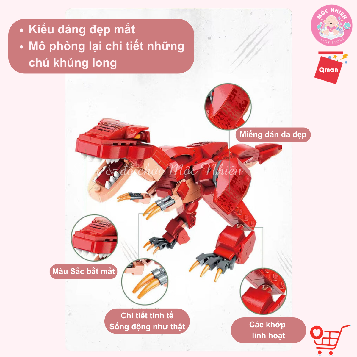Đồ Chơi Lắp Ráp Khủng Long Qman 42106 Khủng Long Biến Đổi Dành Cho Bé Trai Trên 6 Tuổi