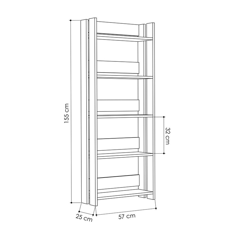 Kệ Sách 5 Tầng Màu Trắng Phối Vân Gỗ Đẹp Tinh Tế SIB Decor KSG23