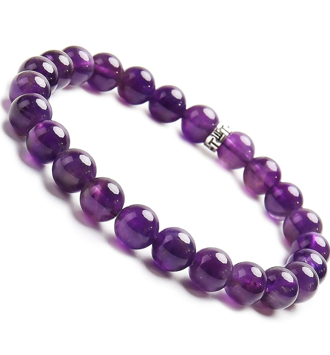 Vòng tay phong thủy đá thạch anh tím thiên nhiên mix Charm may mắn cho Nữ công sở làm trang sức
