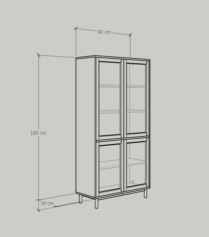 [Happy Home Furniture] CATY , Kệ sách 5 tầng cửa kính - chân sắt ,  90cm x 39cm x 180cm (DxRxC), KSA_020