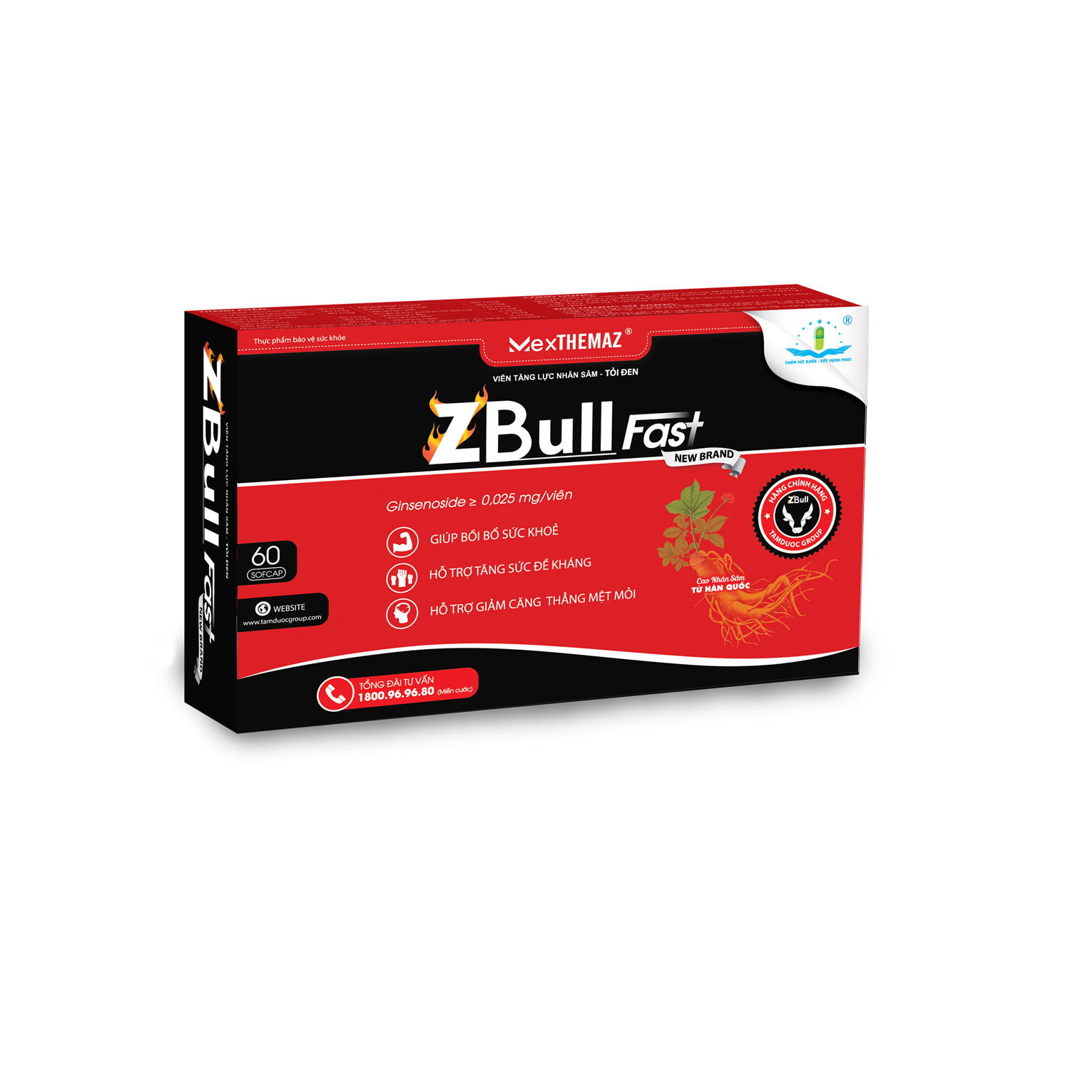 Viên Tăng Lực Nhân Sâm Tỏi Đen Zbull Fast New Brand – Cung cấp năng lượng, khôi phục sinh lực, tăng sức đề kháng, bồi bổ sức khỏe