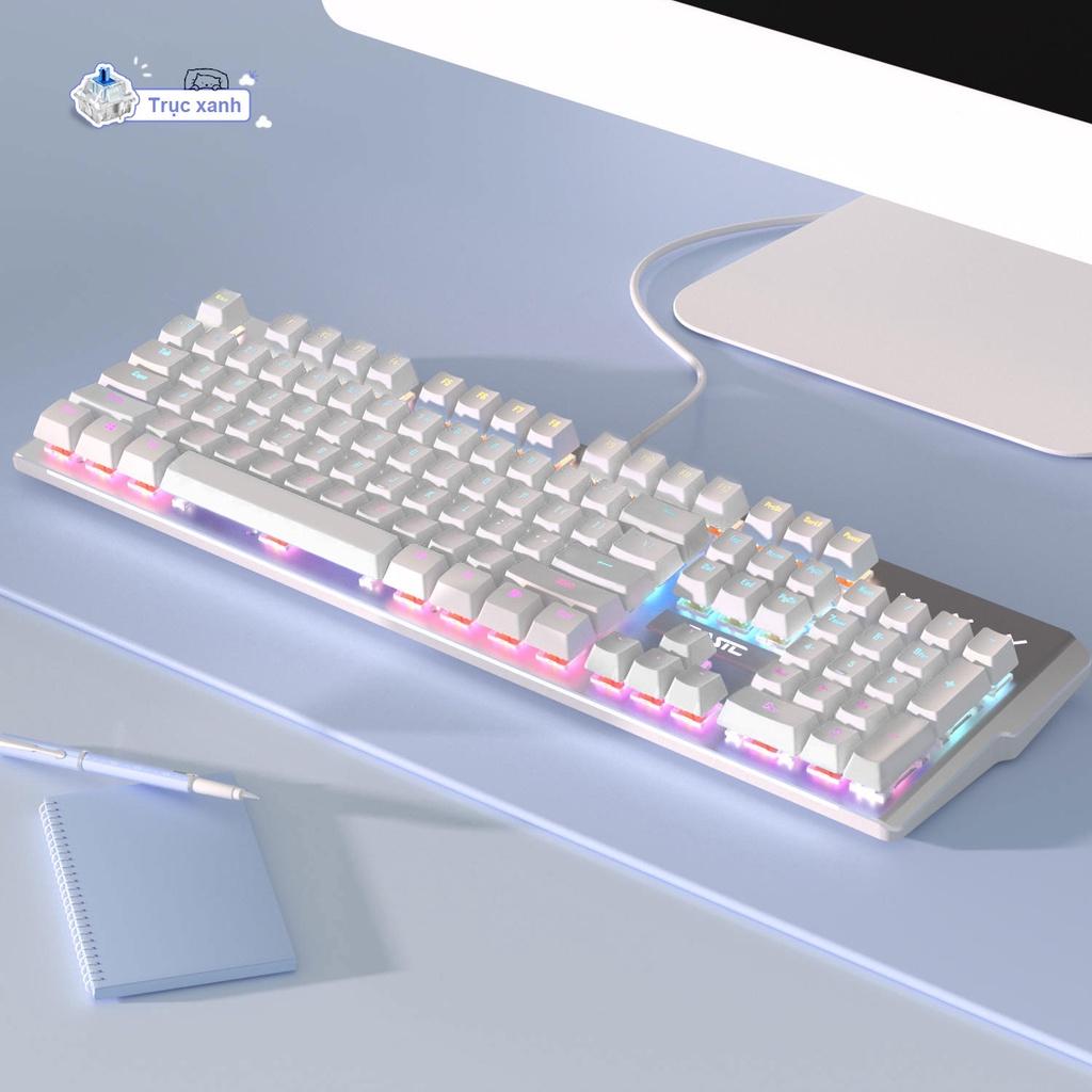 Bàn phím cơ gaming có dây ONIKUMA BASIC Blue switch 104 phím có đèn RGB màu trắng xanh/đen dành cho máy tính/laptop