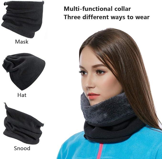 Khăn quàng cổ bằng ống nước ấm cổ nam, Khăn quàng cổ của unisex Muff mùa đông Mũi áo choàng màu đen
