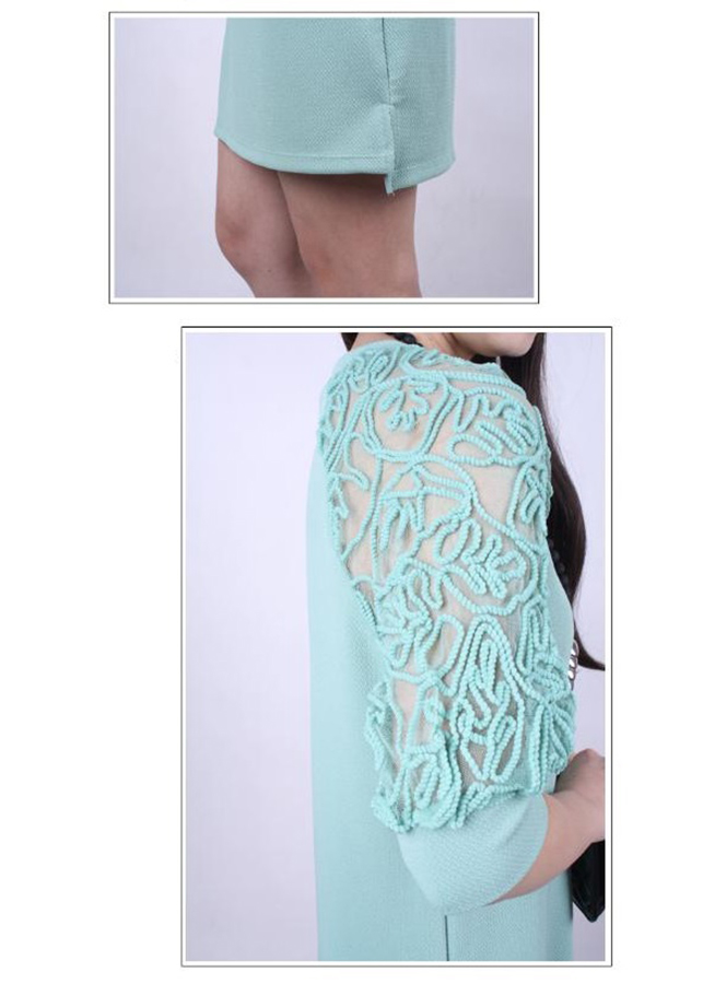 Đầm suông phối ren tay da01