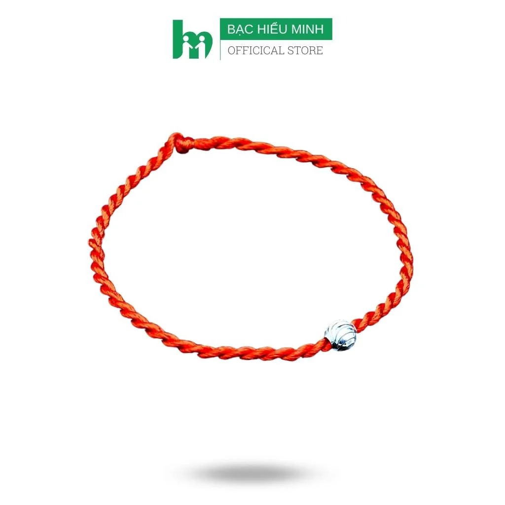 Lắc Tay Nữ Bạc Hiểu Minh LTU528 Chỉ Đỏ Mix Bi Bạc Phay