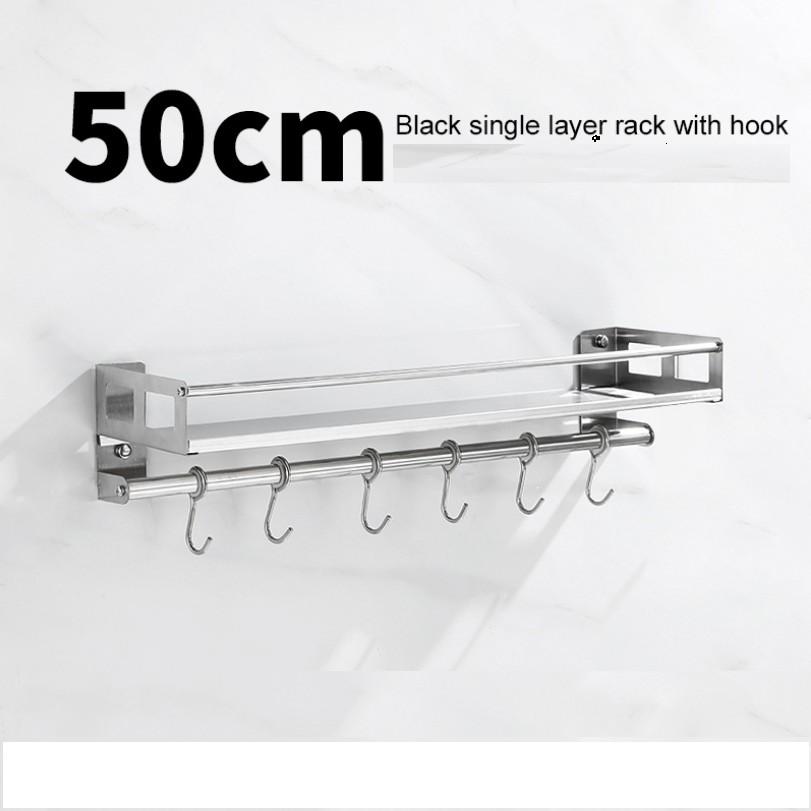 Kệ dán tường đựng gia vị đa năng kèm 6 móc (50cm)