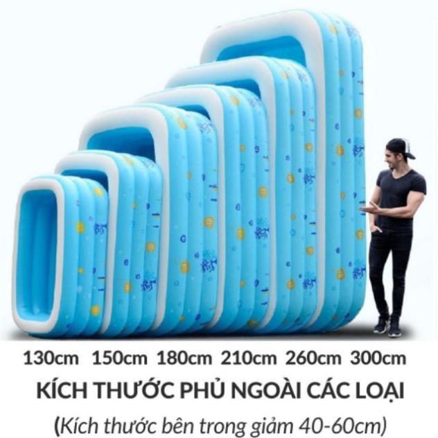 Bể bơi Cho Bé Phao Bơi 3 Tầng, Thành Cao Có Đáy 2 Lớp Chống Trượt Kích Cỡ 1m3, 1m5, 1m8, 2m1 Như Hồ Bơi z