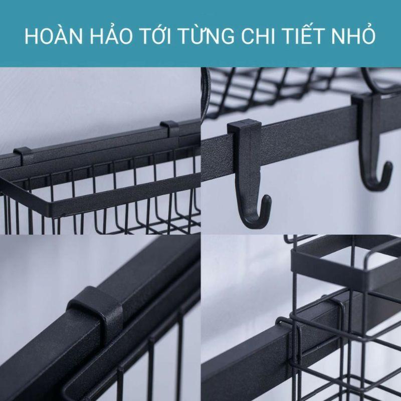 Kệ Để Chén Đĩa Thông Minh Trên Bồn Rửa Bát Sơn Đen Tĩnh Điện Cao Cấp