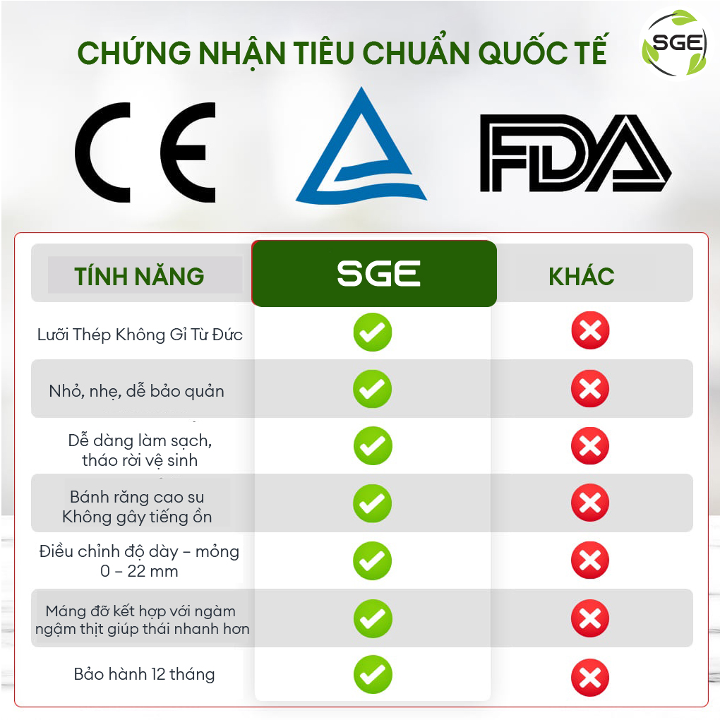 Máy thái thịt, thái rau củ MS6, hàng chính hãng SGE Thailand. Phù hợp dùng cho gia đình, nhà hàng, hộ kinh doanh, siêu thị.