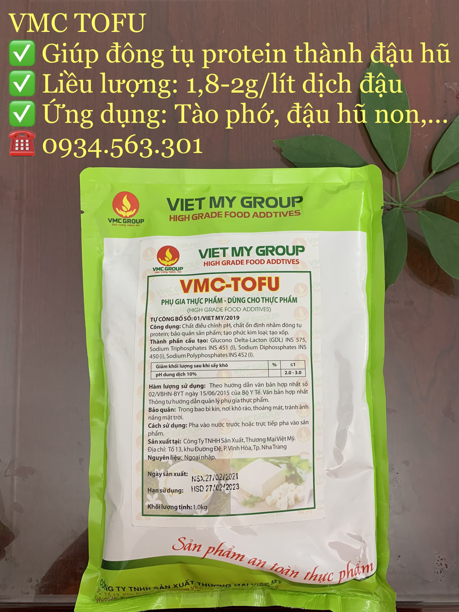 VMC Tofu-Phụ gia tạo đông kết nhanh cho tào phớ