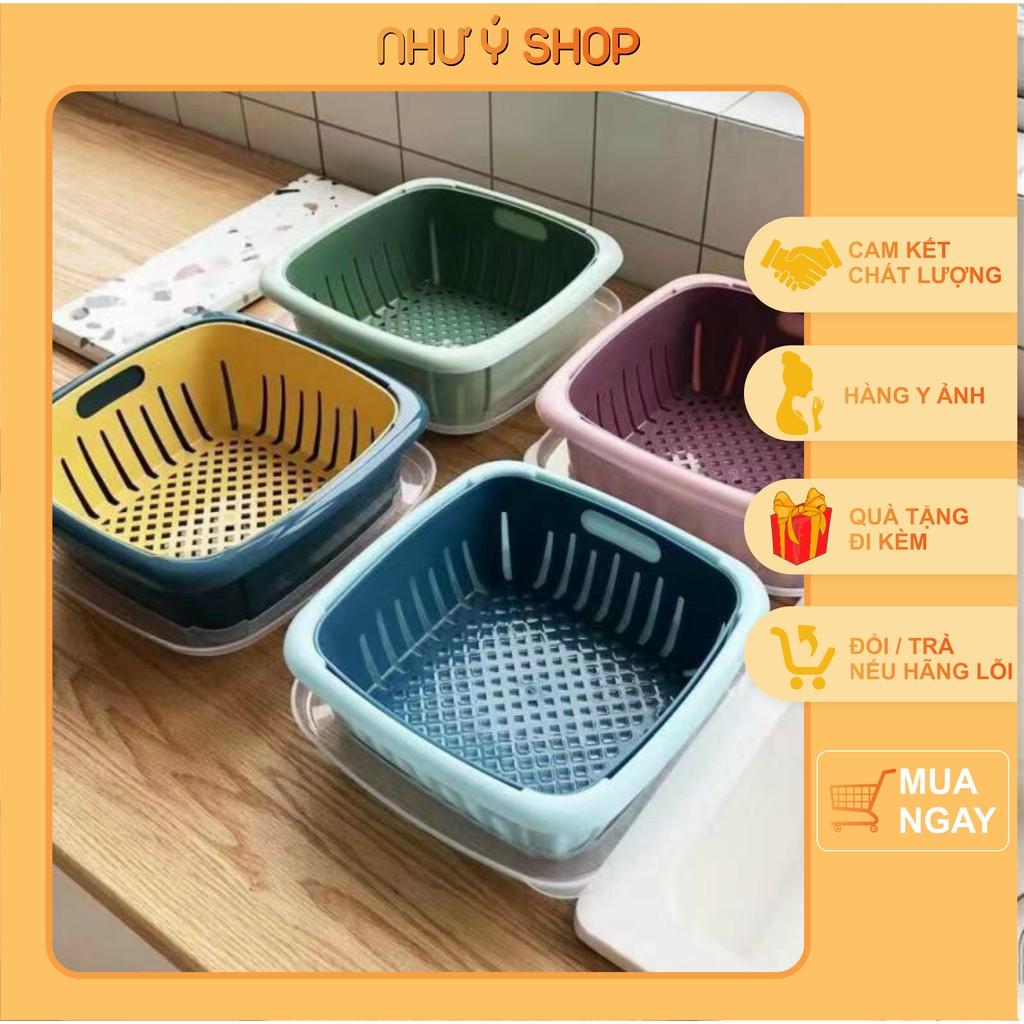 Hộp đựng thực phẩm, rổ bộ đôi có nắp đậy đa năng