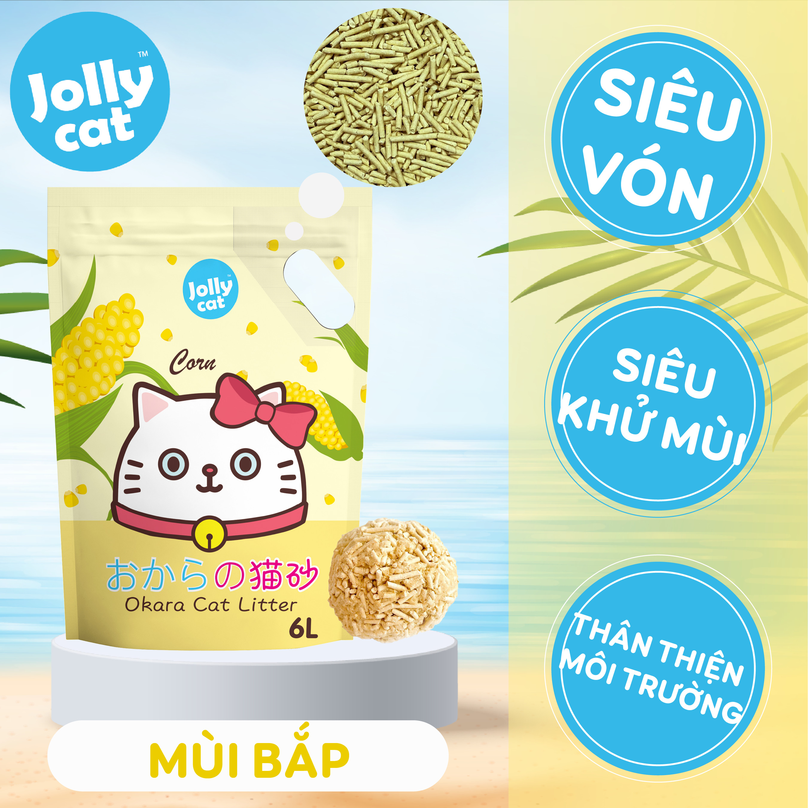 Combo 18L (6Lx3túi) - Cát đậu nành vệ sinh cho mèo Okara cat litter Jolly Cat | Jollycat (mùi ngẫu nhiên)