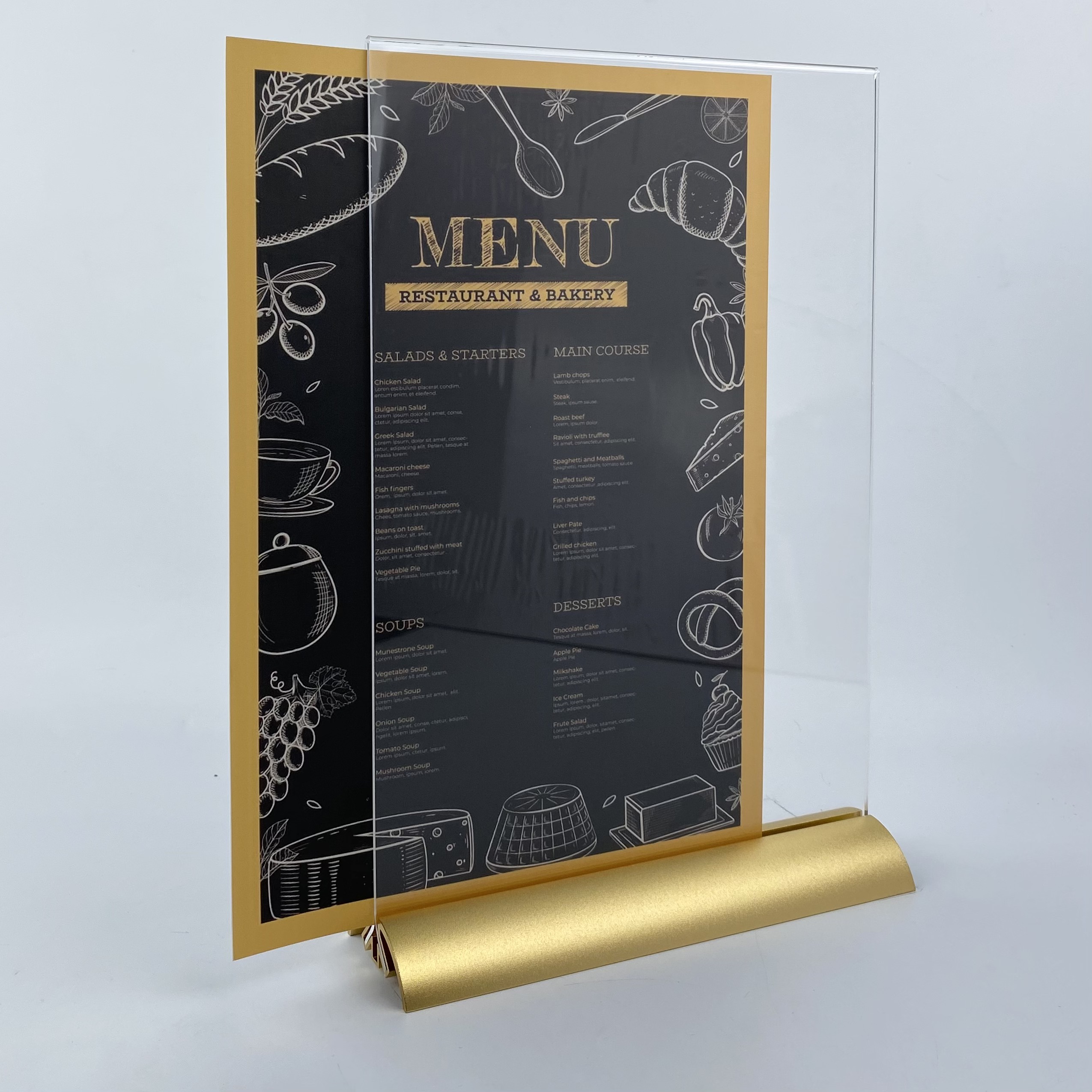 Kệ menu nhà hàng, Standee mica để bàn, Bảng quét mã QR Code, Kệ mica 2 mặt Enter E40 100x150mm đế nhôm cao cấp A6