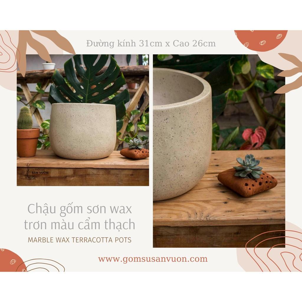 Chậu trồng cây gốm đất nung DÁNG NỒI SƠN WAX MÀU NHÁM D31xH26cm