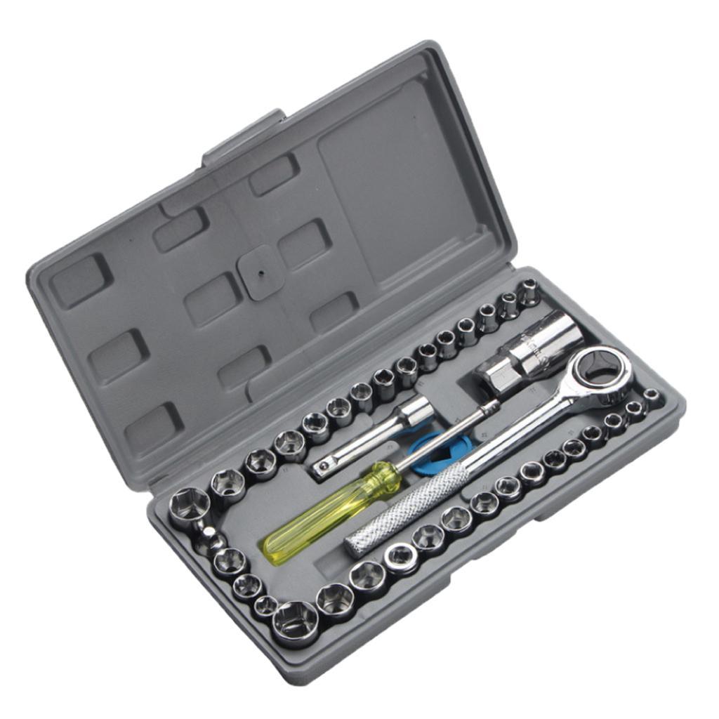 40 PIECE SOCKET SET - 1/4" & 3/8" DRIVE METRIC SOCKET SET KIT TOOL KIT