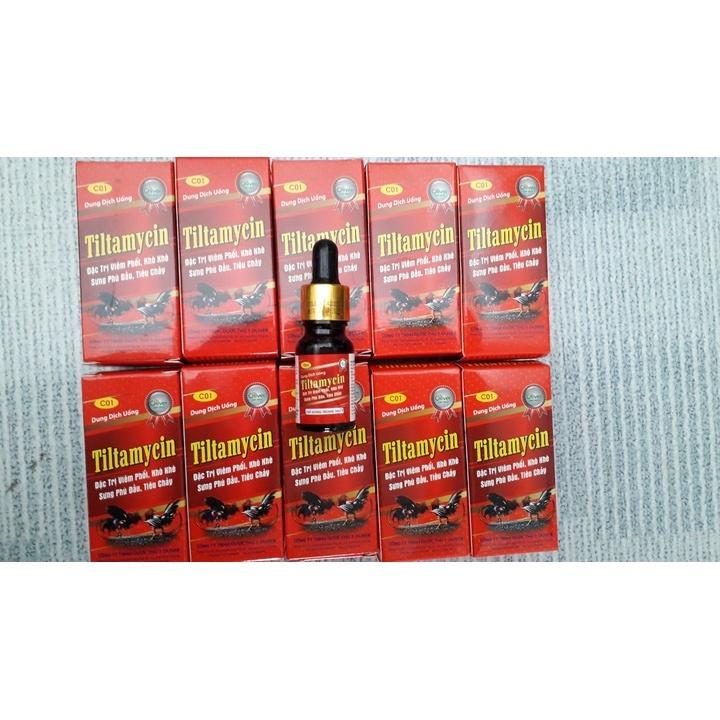 Tiltamycin 10ml. Viêm phổi, khò khè, sưng phù đầu, tiêu chảy, tím mào gà đá, chim cảnh