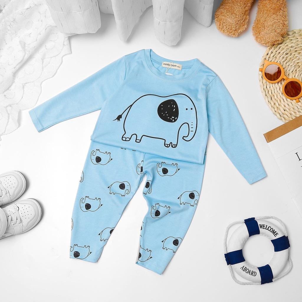 Bộ dài tay thun lạnh in gấu size nhí và đại cho bé trai bé gái từ 7-32kg