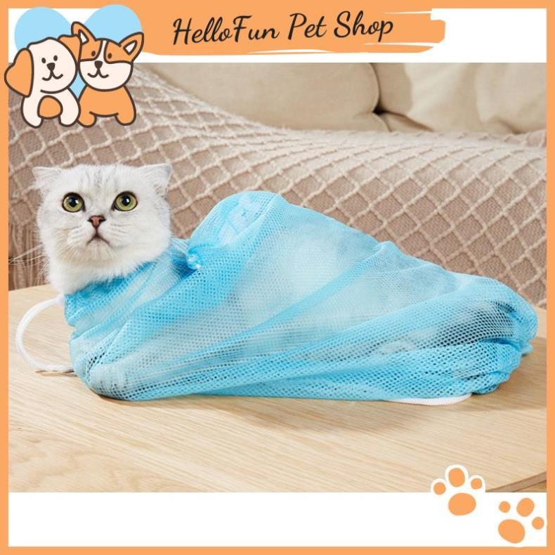 Túi lưới đa năng cho chó mèo - Túi tắm cho mèo, hỗ trợ cắt móng