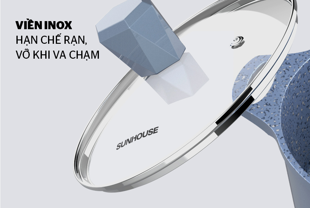 Bộ nồi quánh vân đá đáy từ SUNHOUSE SHG2003MMA - Dùng được mọi loại bếp - Bộ sản phẩm 2 nồi kích thước 20,24 cm và 1 quánh 16 cm