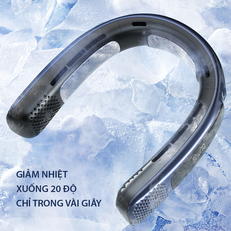 Quạt làm mát đeo cổ BUMAS B103 - Công nghệ chườm lạnh sau gáy, làm mát 360 độ - Hàng chính hãng