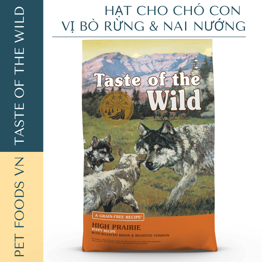 Hạt cho chó con TASTE OF THE WILD High Prairie Puppy vị Bò Rừng và Nai Nướng