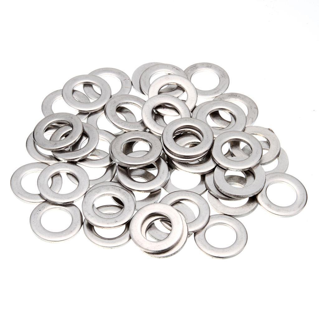 2x 50pcs/pack Stainless Steel Flat Washers Insulation Gaskets /M5/M6/M8/M10/M12