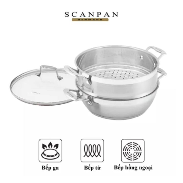 Chảo inox đáy từ kèm xửng hấp cao cấp Scanpan Impact 28cm, thiết kế 3 lớp, an toàn sức khỏe, hàng chính hãng 71122810