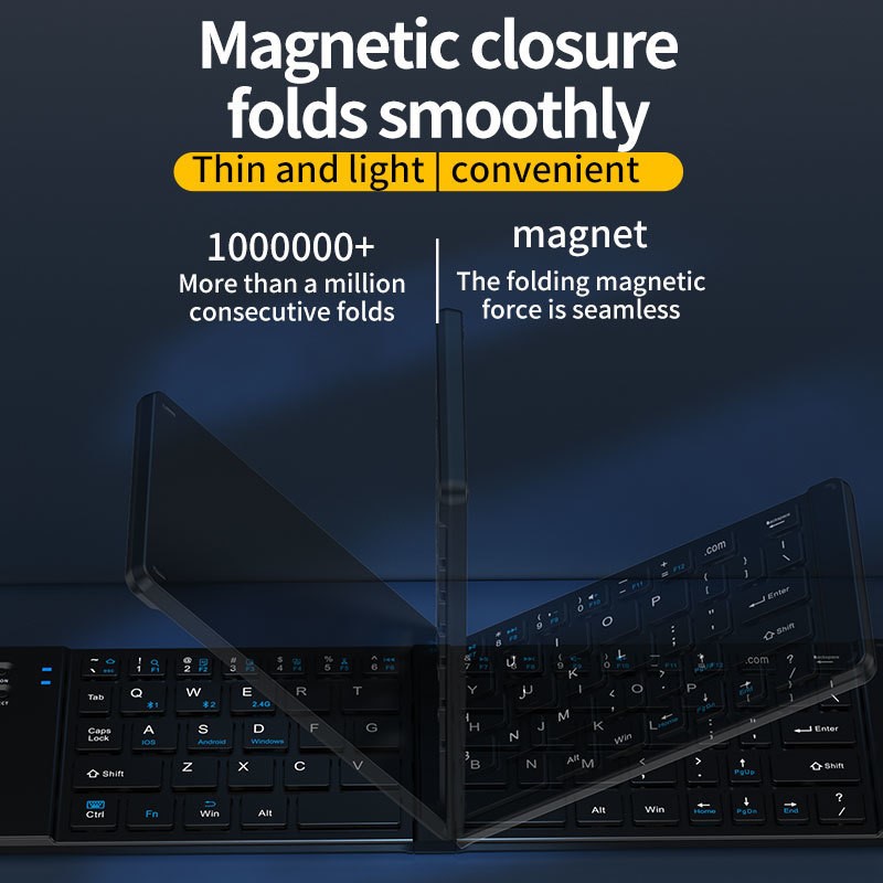 Bàn phím mini Gấp gọn không dây Z200 kết nối bluetooth 5.2 + 3.0 + Usb wireless 2.4g hàng nhập khẩu