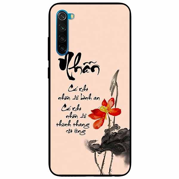 Ốp lưng in cho Xiaomi Redmi Note 8 Mẫu Thư Pháp Nhẫn Nền Hồng