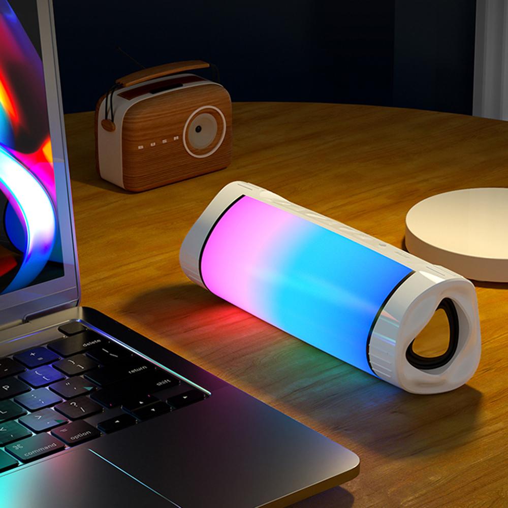 Loa tương thích Bluetooth di động Cột không dây Cột không dây Loa USB không thấm nước hỗ trợ AUX TF SubwoDofer LED màu: Đen