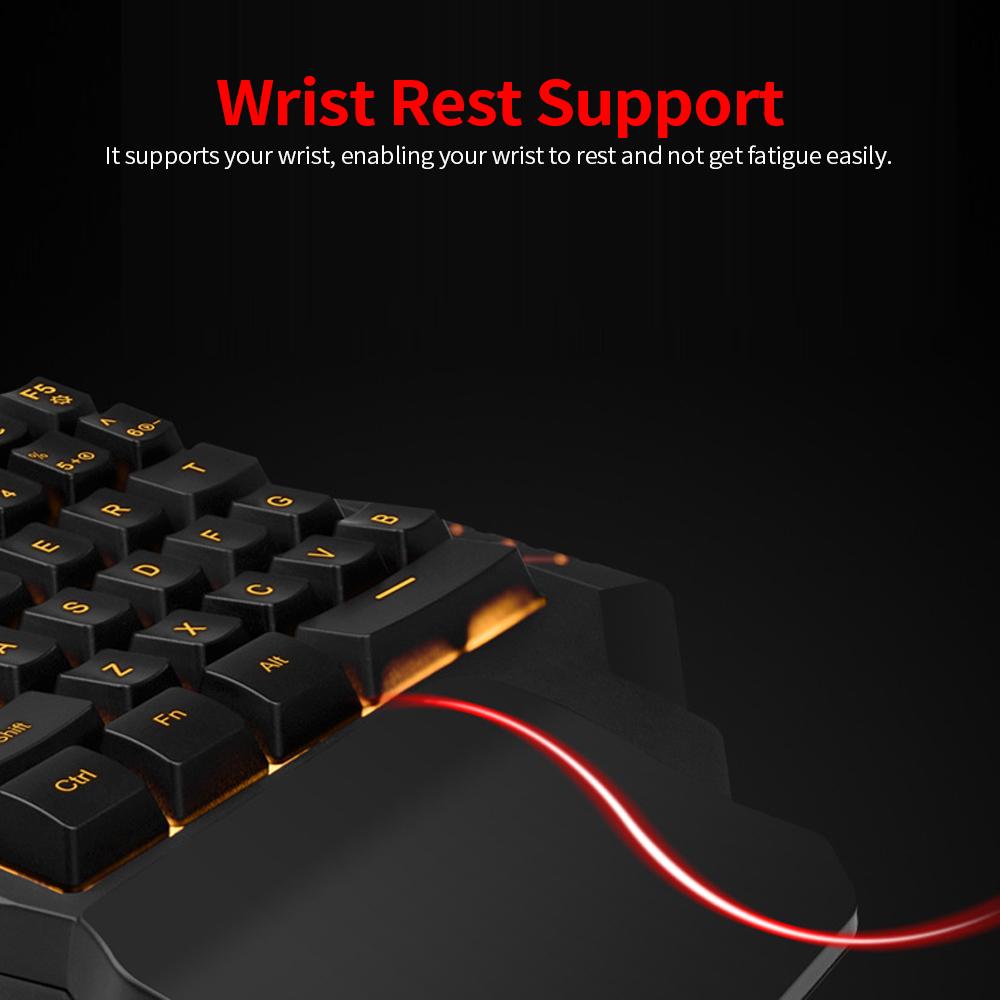 One Handed Keyboard with Wrist Rest Support Wired 35-key Keyboard RGB Backlit Keyboard 15-key Rollover/Macro Recording