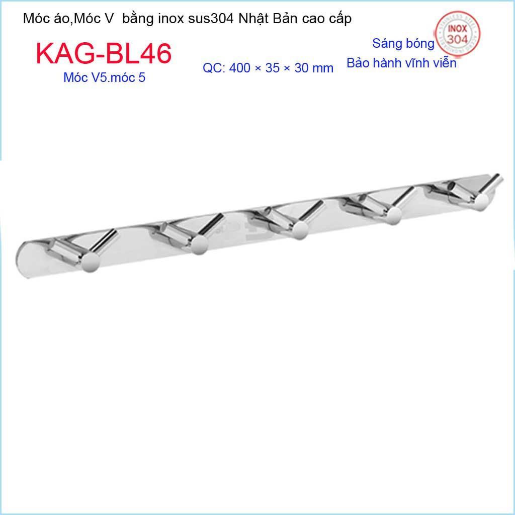Móc treo đồ phòng tắm, Phụ kiện phòng tắm cao cấp Kace, Móc V5 treo đồ inox 304 Nhật Bản KAG-BL46