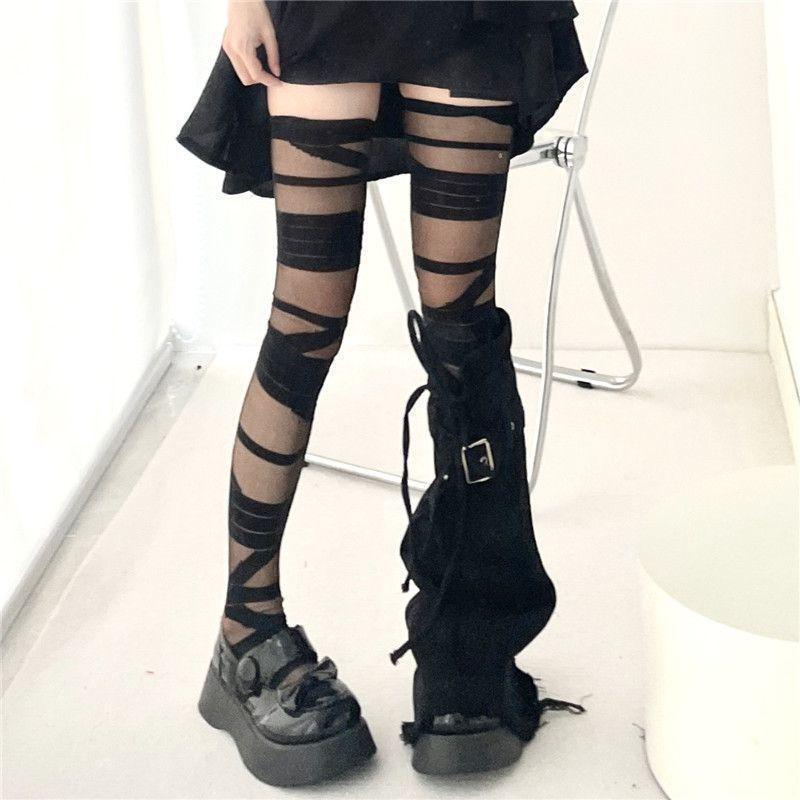 Tất đùi vớ đùi mỏng, tất dài qua gối HỌA TIẾT DÂY QUẤN PHONG CÁCH MUMMY cosplay cá tính độc đáo cho Nữ  Women