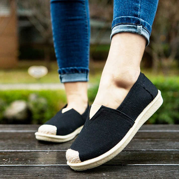 [HÀNG LOẠI 1] Giày lười nữ vải thô hoa văn, giày slip on vải S079 nhẹ, bền, êm chân