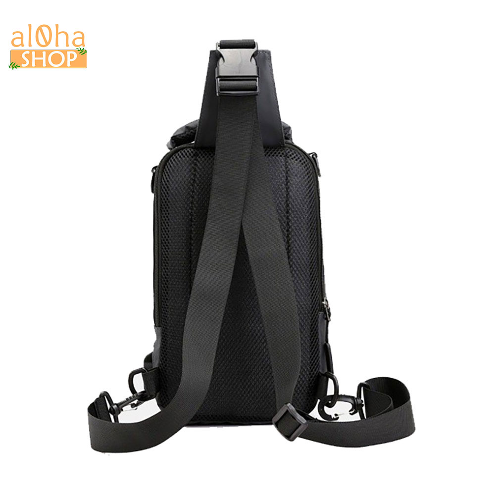 Túi đeo chéo đa năng  tích hợp dây sạc USB, chống nước,, 4 ngăn, quai xách, đeo tùy chỉnh làm balo  - al0ha Shop