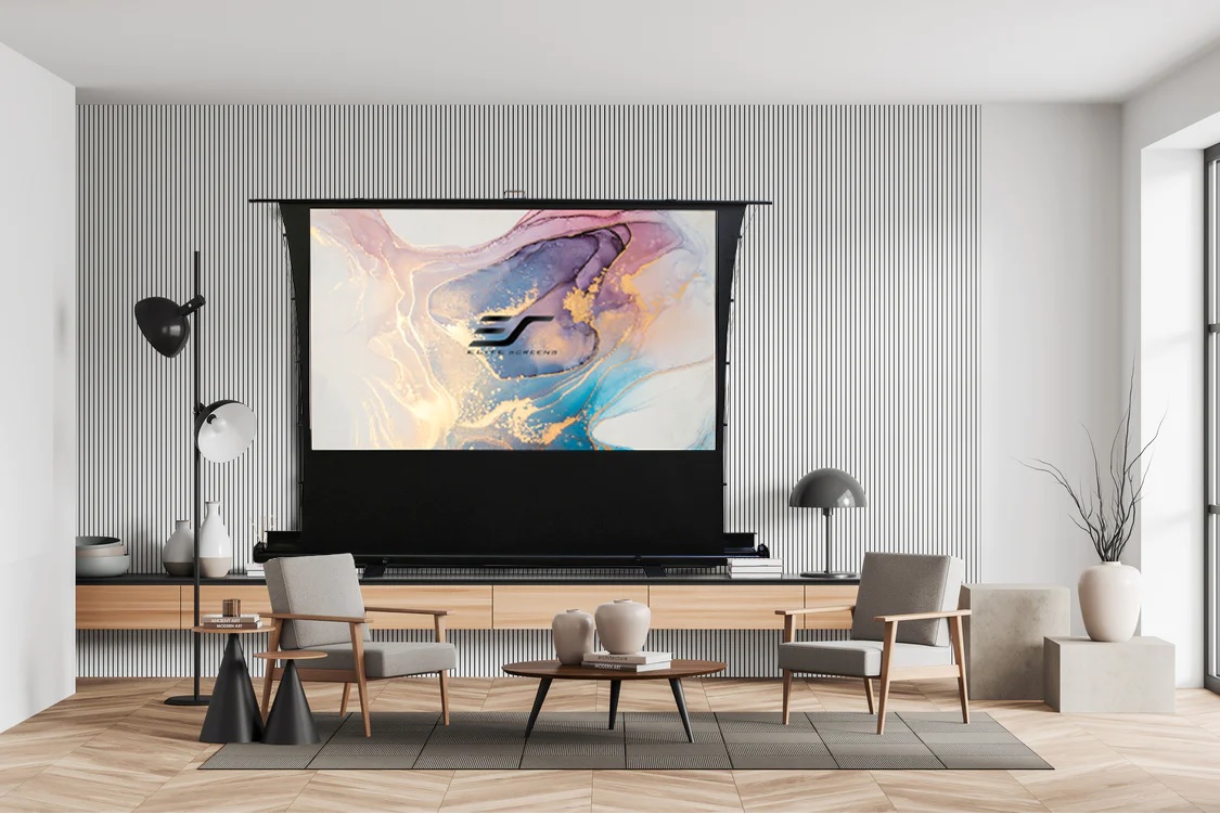 Màn Chiếu Elite Screens Dòng ezCinema Tab-Tension (Kéo Căng ), 90 inch Tỷ lệ Khung Hình 4:3 (Vùng hiển thị 136.9 x 182.9 cm) 1.1 Gain (FT90XWV) – Hàng Chính Hãng