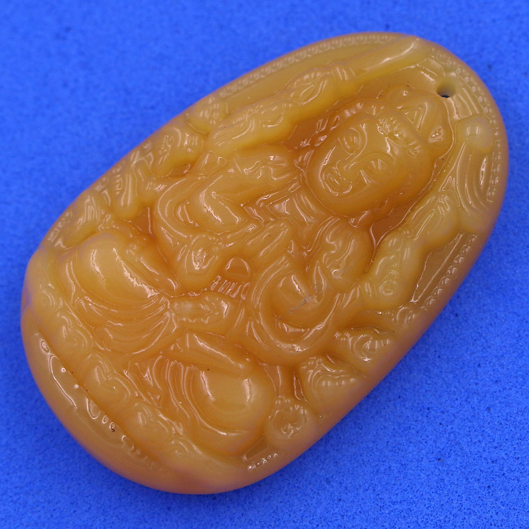 Mặt Phật Thiên thủ thiên nhãn đá thạch anh vàng 3.6 cm kèm móc và dây chuyền inox, Mặt Phật bản mệnh, Quan âm nghìn tay nghìn mắt