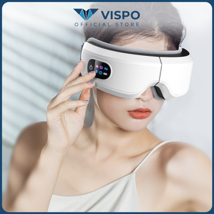 Máy Massage Mắt VISPO VP-M21W - EYES CARE MASSAGE Không Dây Kết Nối Bluetooth - Mát Xa Túi Khí Kết Hợp Nhiệt Ấm - Giảm Nhức Mỏi Mắt, Giảm Quầng Thâm, Cải Thiện Giấc Ngủ