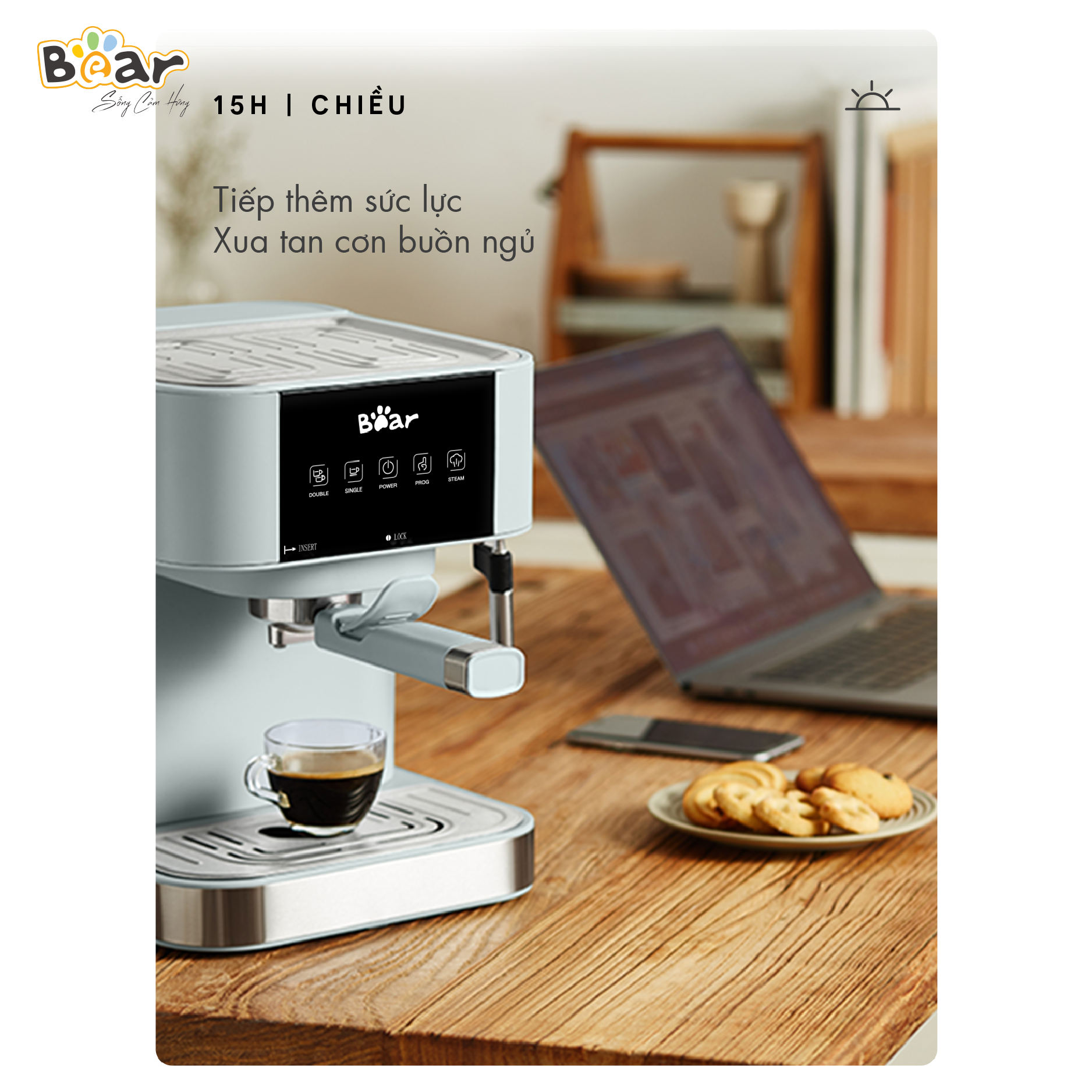 Máy Pha Cà Phê Bear Tự Động Đa Năng Pha Cafe, Pha Espresso Phù Hợp Với Gia Đình, Công Ty CF-B15V1-Hàng Chính Hãng
