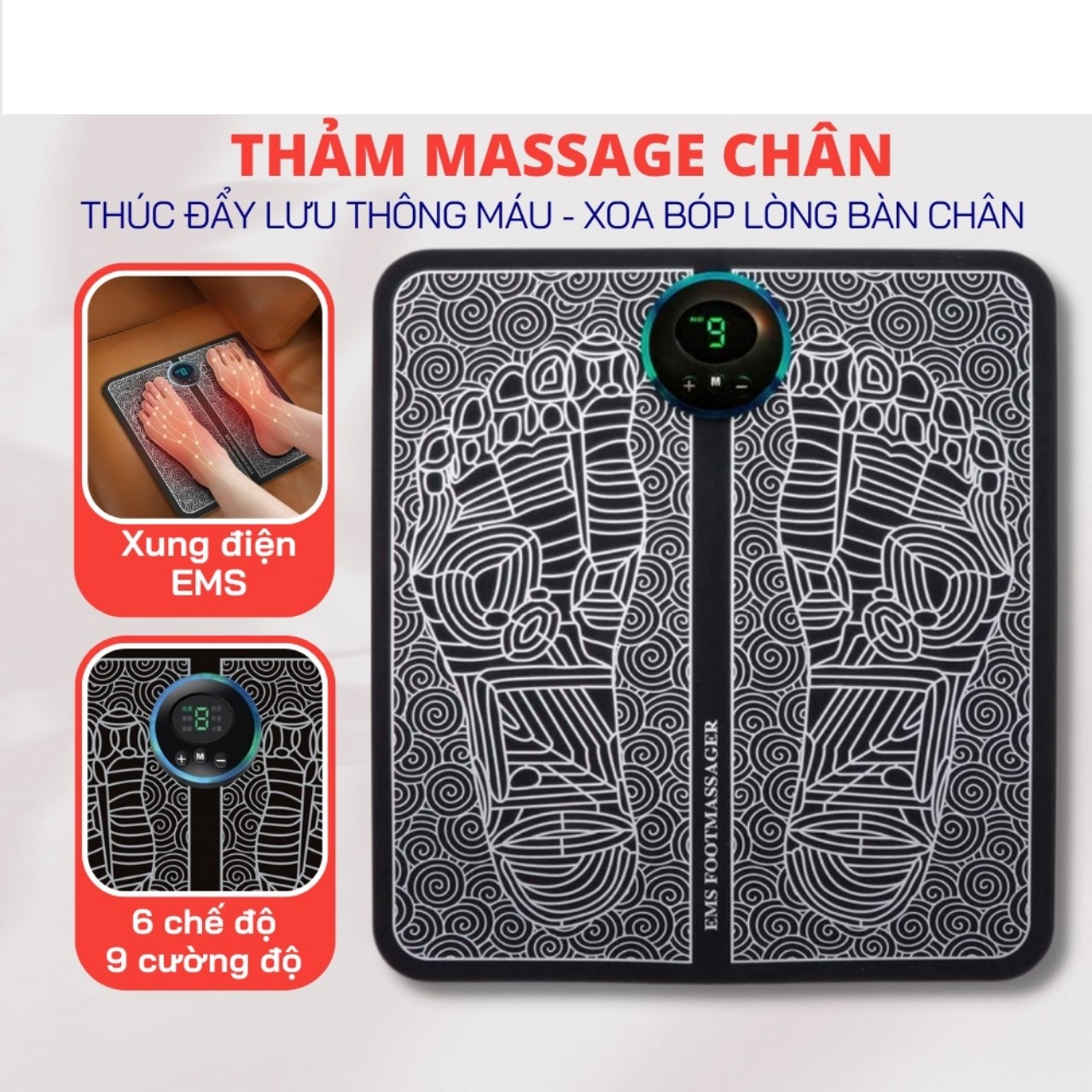 Máy Massage Chân EMS Giúp Lưu Thông Khí Huyết, Thảm massage chân giảm đau mỏi bằng xung điện loại tốt