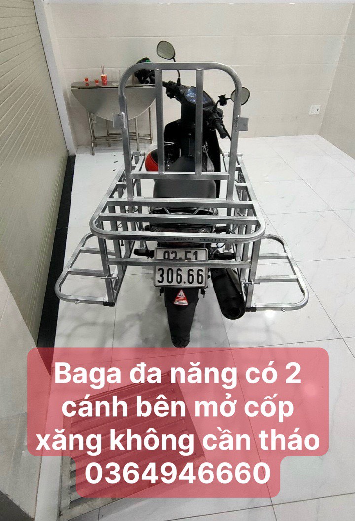 Baga 2 cánh mở cốp Chở Hàng Đa Năng Dùng Cho Tất Cả Các Loại Xe Máy (Giá Chở Hàng).104( mỗi cánh 26cm , thân giữa 52cm)