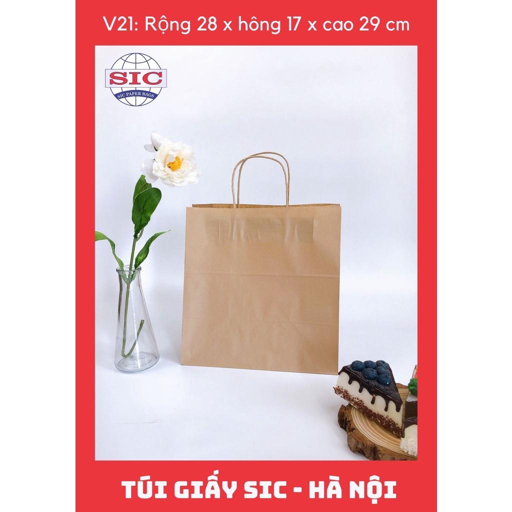 10 CHIẾC TÚI GIẤY KRAFT V21: 28x17x29cm CÓ QUAI