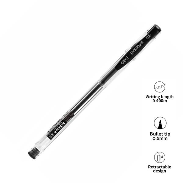 Bút Gel 0.5 mm - Deli EG65-BK - Mực Đen