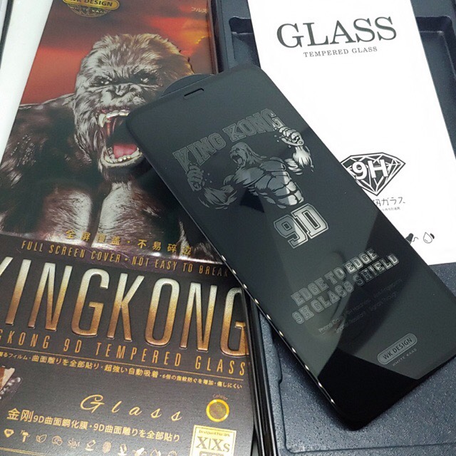 Kính Cường Lực KingKong 9D Trong Suốt Dành Cho iPhone - Full Hộp Sắt Cao Cấp - Dán Full Màn - Hàng Chính Hãng