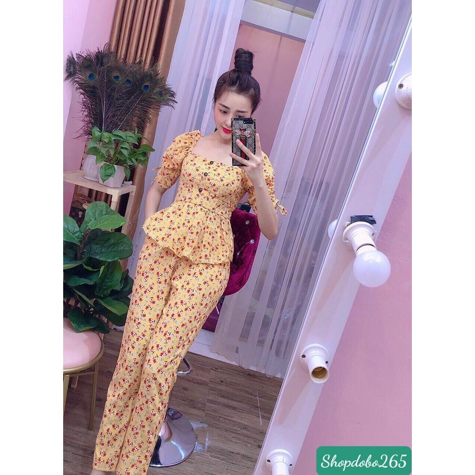Đồ bộ nữ,đồ ngủ mặc nhà vải lụa hoa nhí dễ thương size 45-57kg.